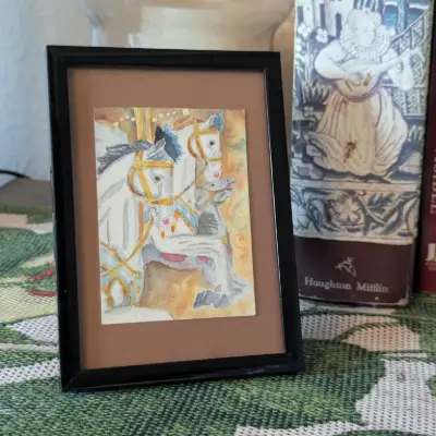 Carousel Horses aceo art card thumbnail 3