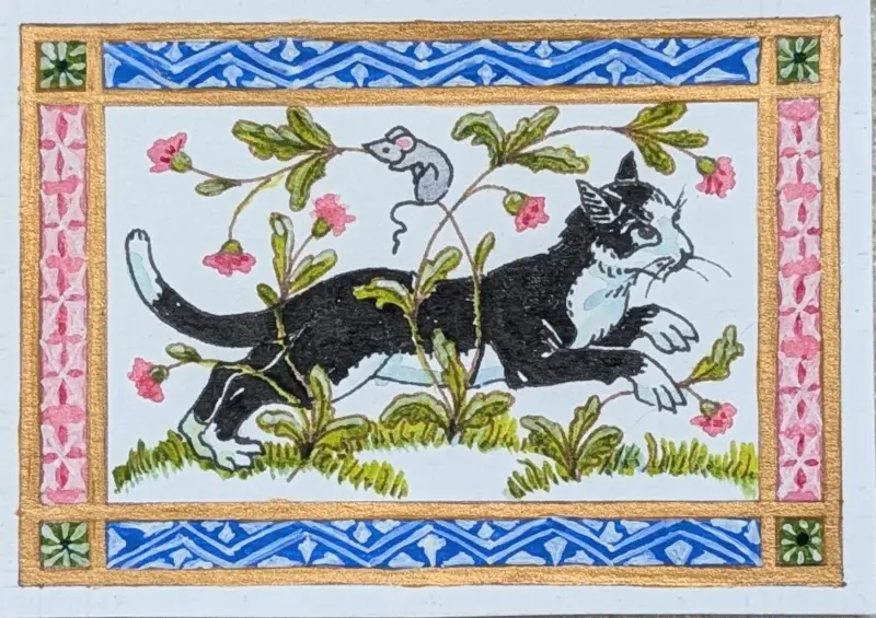 Tuxedo Cat aceo art card
