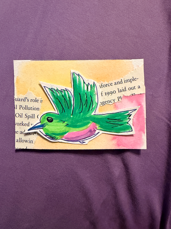 Whimsical Hummingbird aceo art card