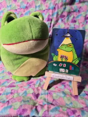 Poker Frog 🐸 aceo art card thumbnail 1