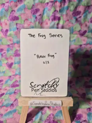 Poker Frog 🐸 aceo art card thumbnail 2