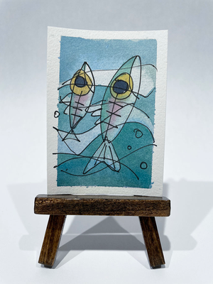 Two Fish aceo art card thumbnail 2