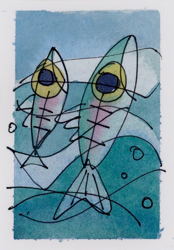 Two Fish aceo art card