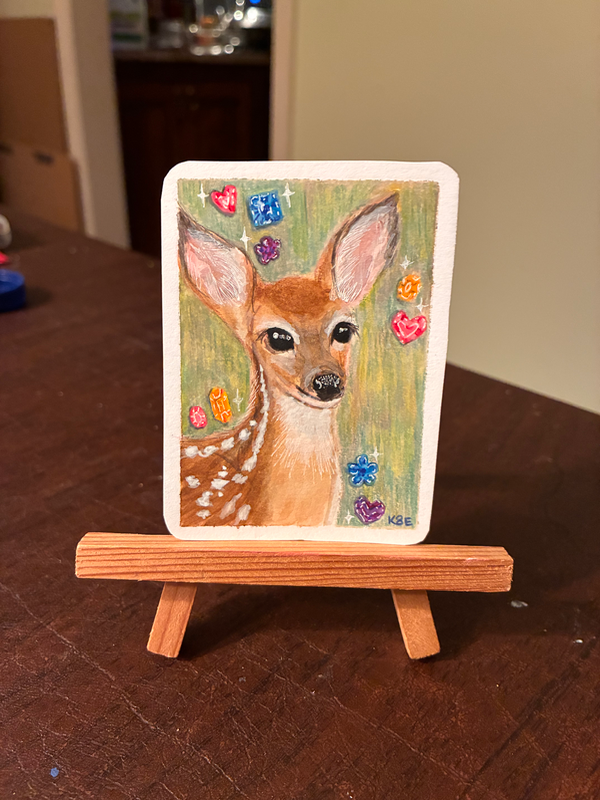 Cutie deer aceo art card