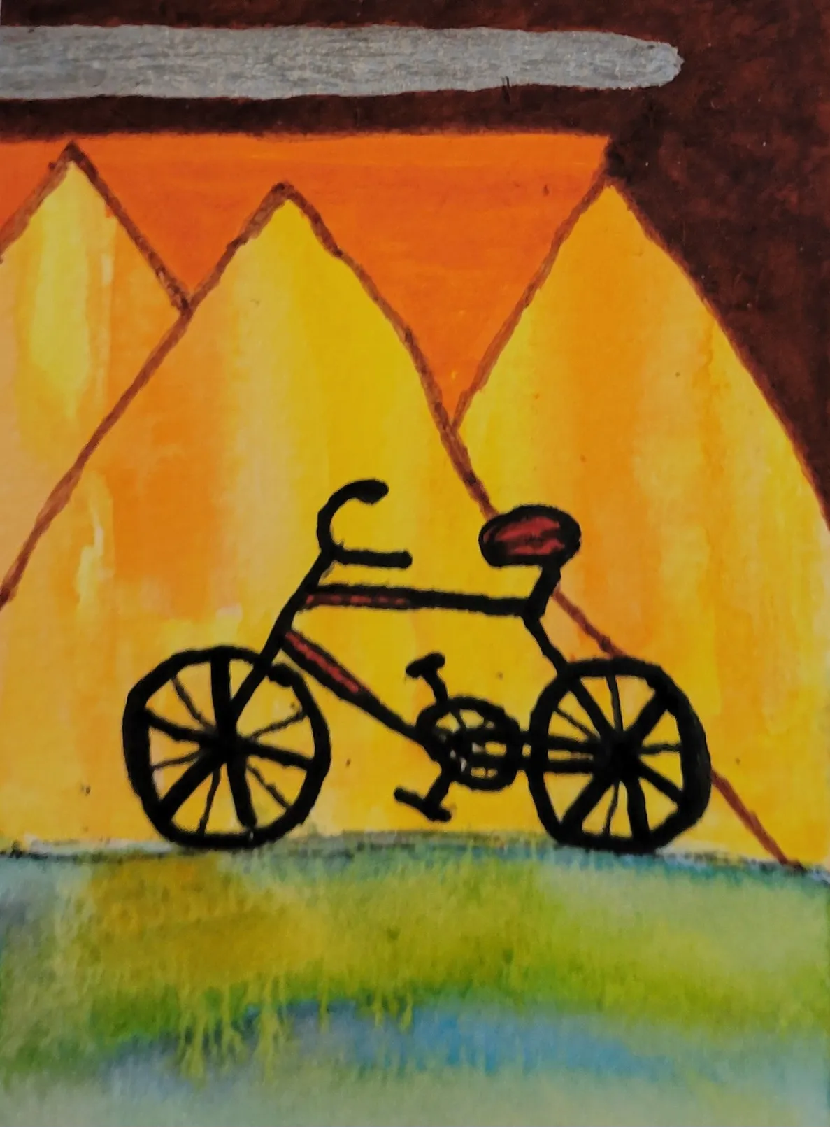 Biking At Sunset aceo art card