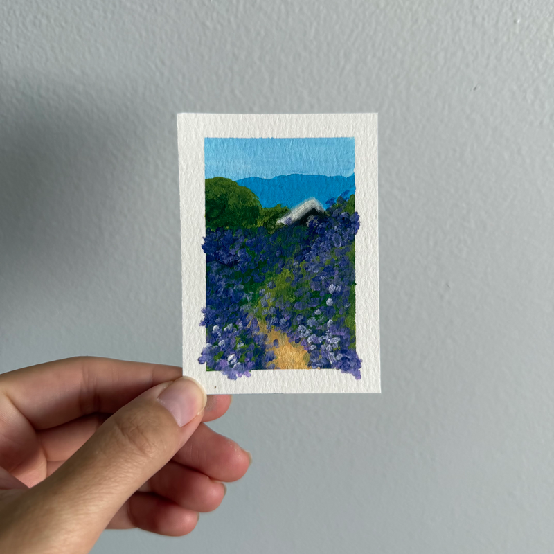 Original Lavender Landscape ACEO | Summer Lavender #2/3 aceo art card