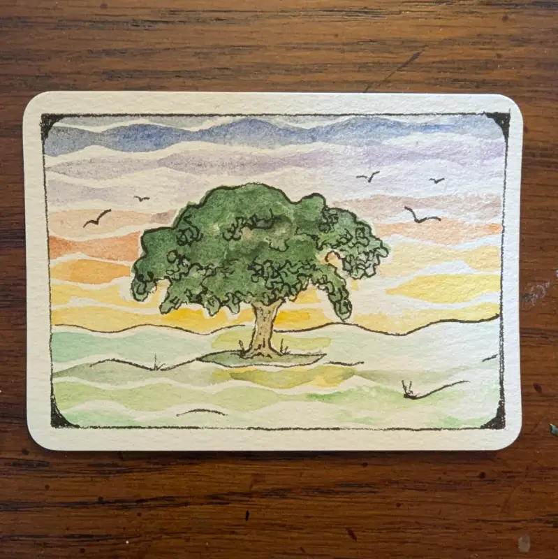 Sunset Tree aceo art card