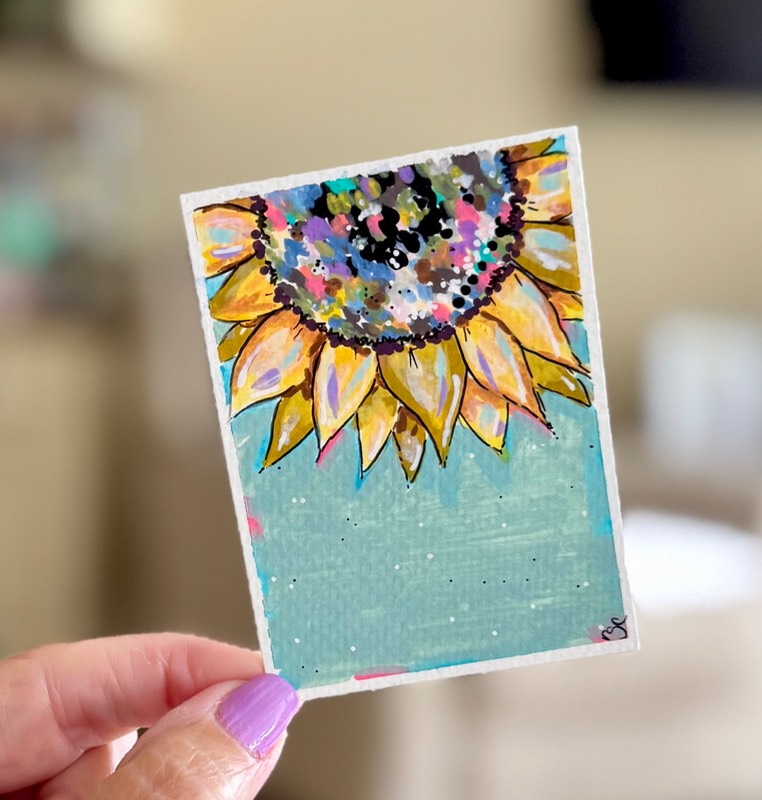Sunflower aceo art card
