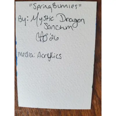 Spring Bunnies dragonsarthoard aceo art card thumbnail 2