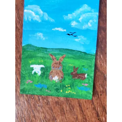 Spring Bunnies dragonsarthoard aceo art card thumbnail 1
