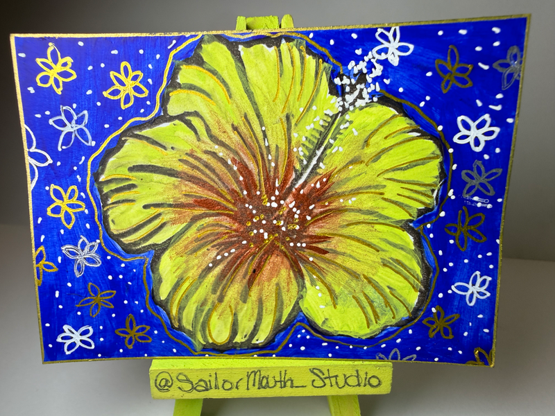 Blue Hibiscus aceo art card