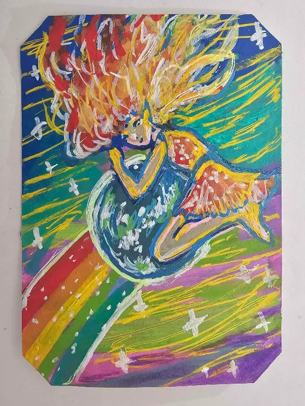 Riding the Comet aceo art card