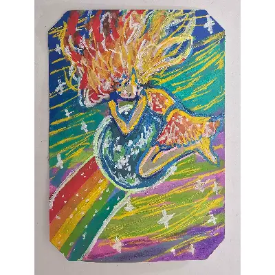 Riding the Comet aceo art card thumbnail 1