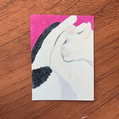 Major Tom Spots Cat Acrylic Painting aceo art card thumbnail 1