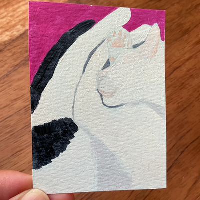 Major Tom Spots Cat Acrylic Painting aceo art card thumbnail 2