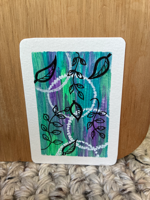Lines and Leaves aceo art card thumbnail 2