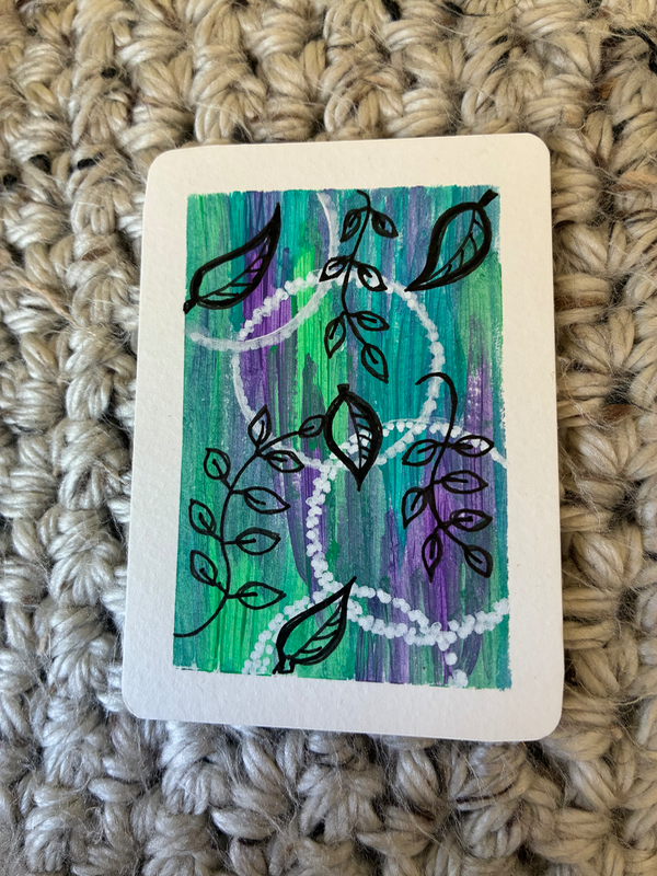 Lines and Leaves aceo art card