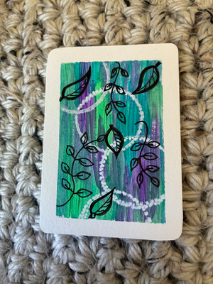 Lines and Leaves aceo art card thumbnail 1