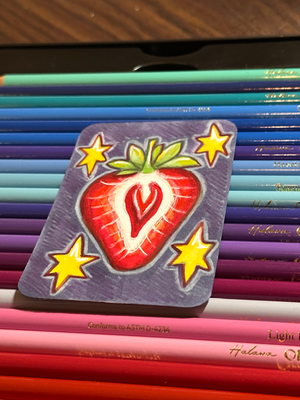 cut strawberry aceo art card thumbnail 2