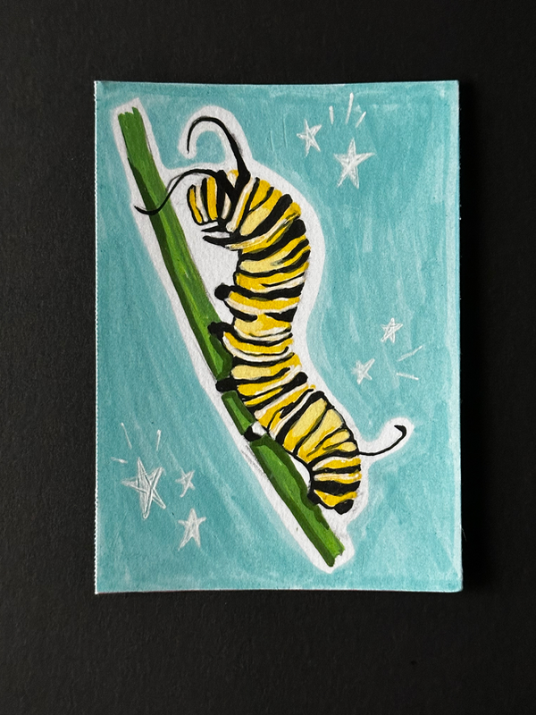 Caterpillar aceo art card