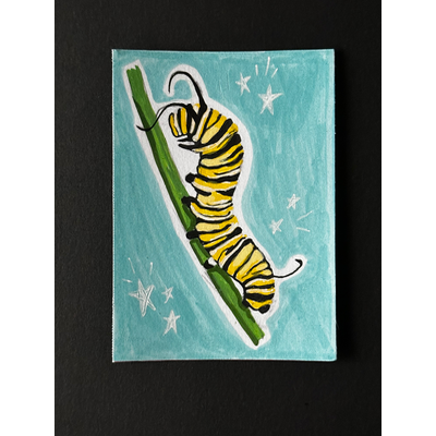 Caterpillar aceo art card thumbnail 1