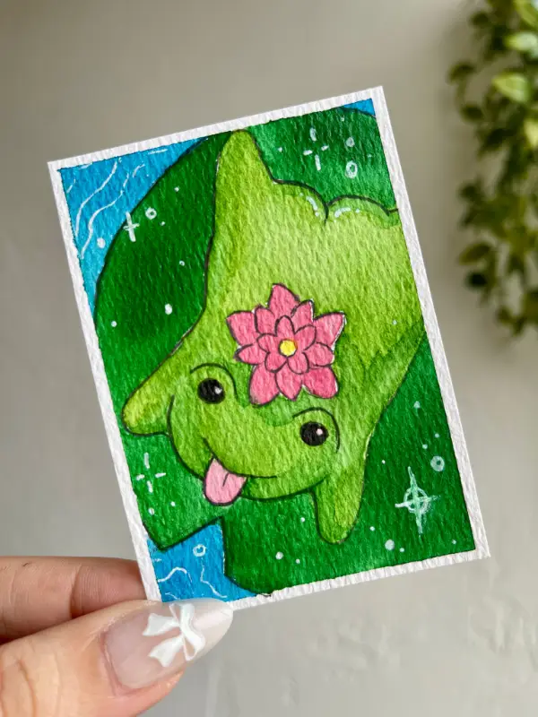 Silly Frog aceo art card