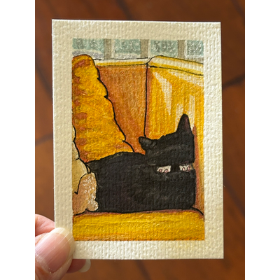 ACEO original, Emily sleeping 3 aceo art card thumbnail 2