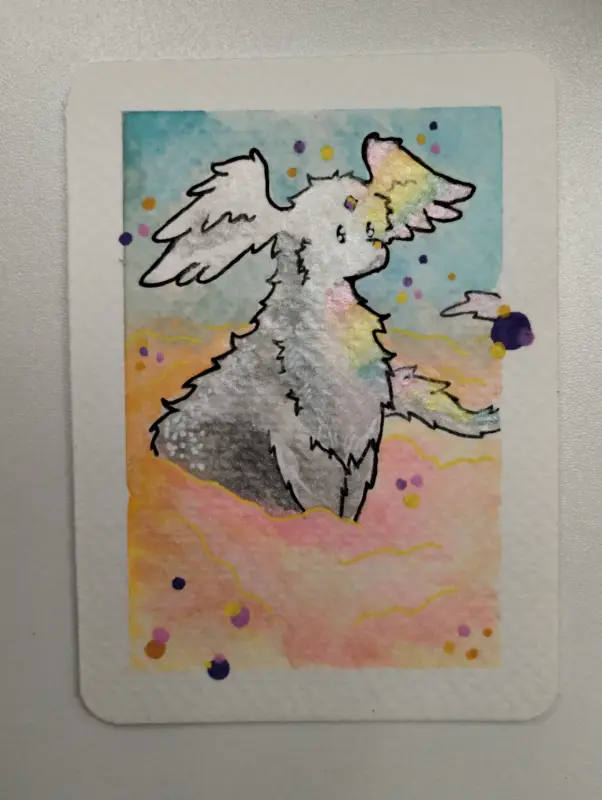 Rainbow Guardian aceo art card