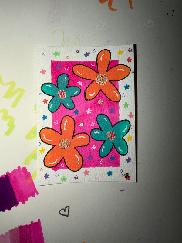 Flower Power II aceo art card
