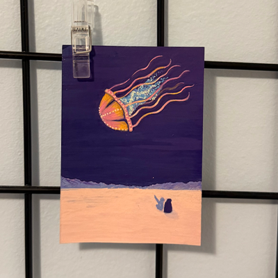 a lonely jellyfish aceo art card thumbnail 1