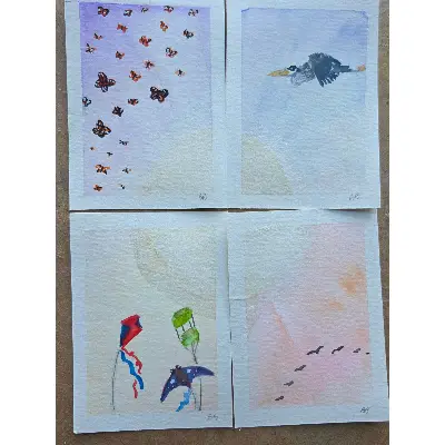 Migrants (Humans) aceo art card thumbnail 2