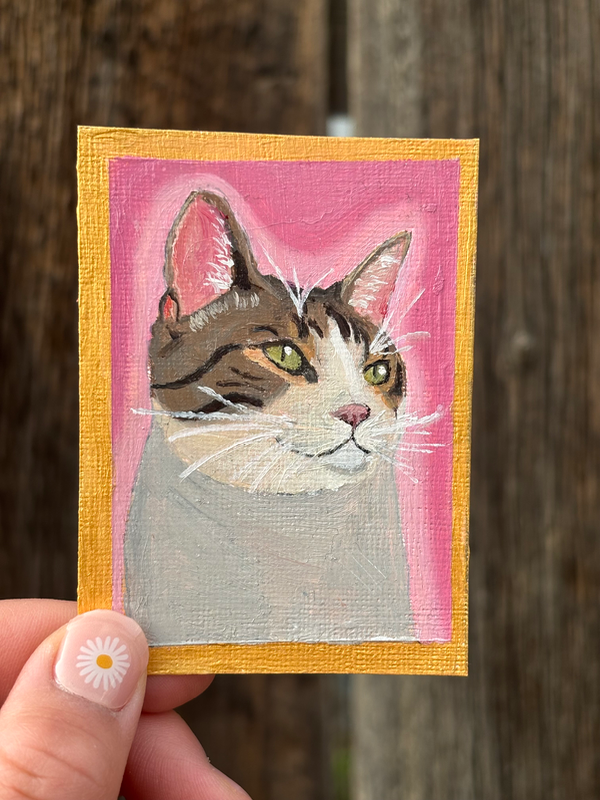 Mr. waffles kitty aceo art card