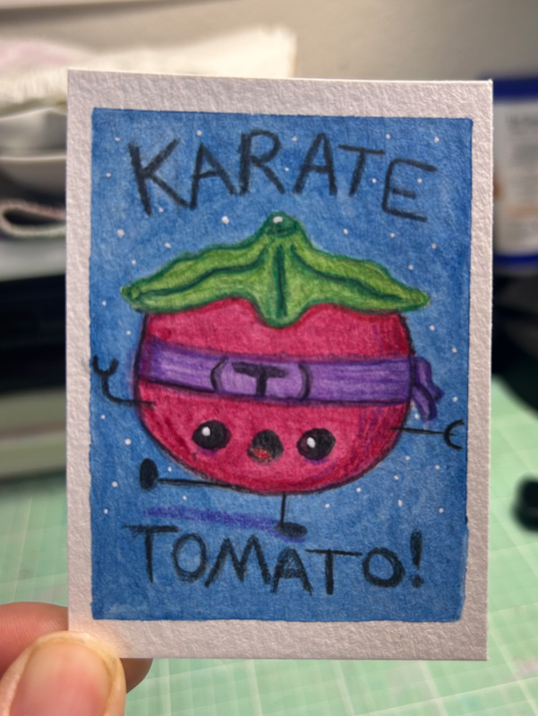 Karate Tomato! aceo art card
