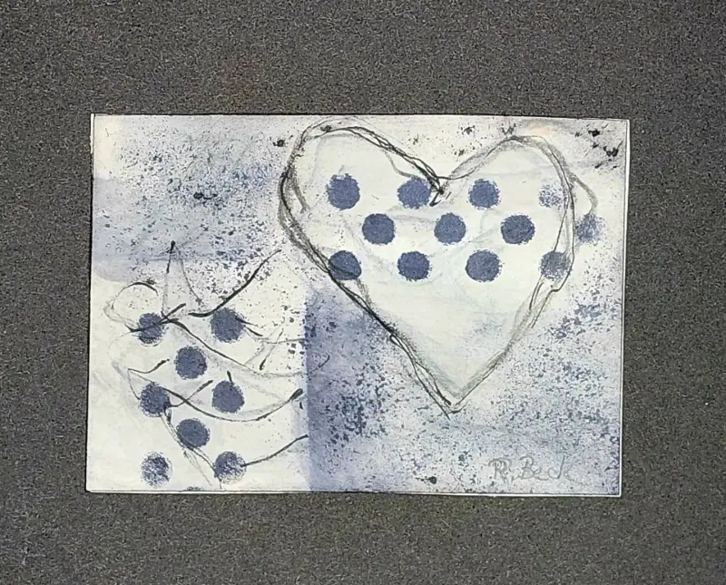 Mixed up heart aceo art card