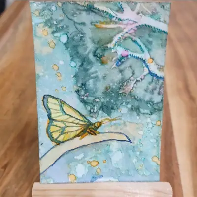 Butterfly Perch aceo art card thumbnail 2