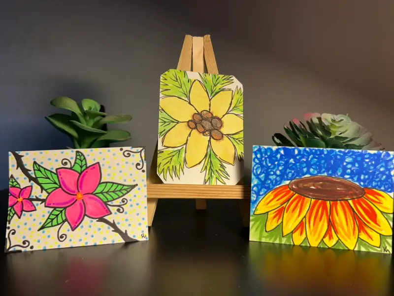 3 flower ACEO set aceo art card