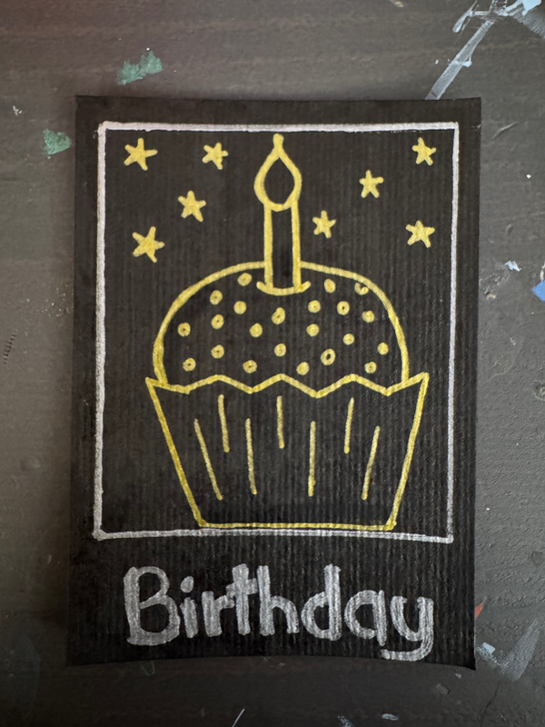 Birthday aceo art card