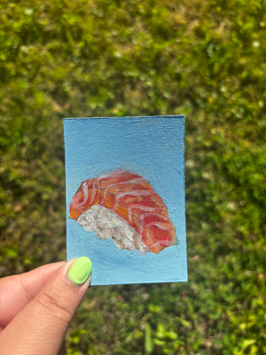 “Pastel Shrimp” Food Acrylic Painting aceo art card thumbnail 2