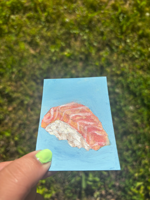 “Pastel Shrimp” Food Acrylic Painting aceo art card thumbnail 3