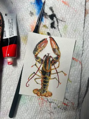Lobster aceo art card thumbnail 2