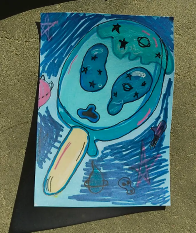 Alien Popsicle aceo art card