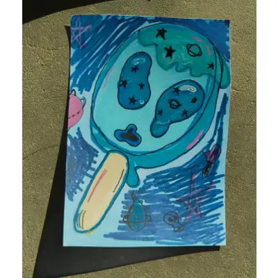 Alien Popsicle aceo art card thumbnail 1