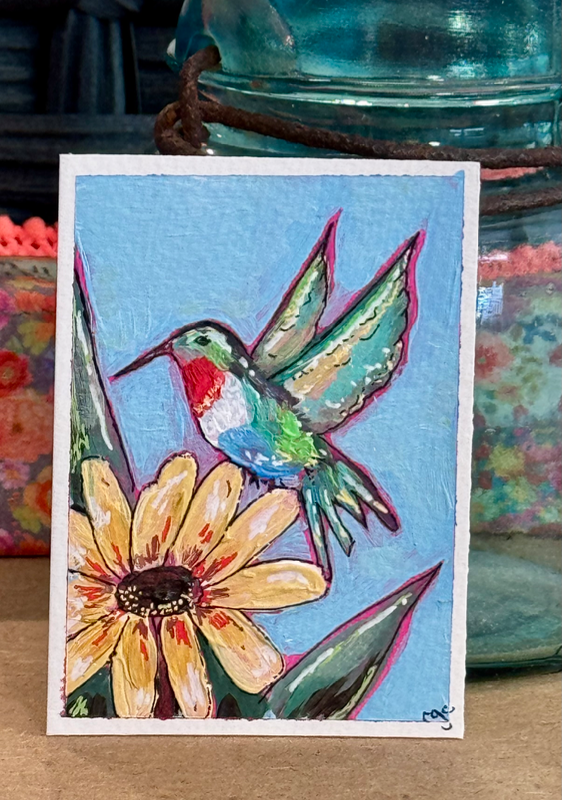 Hummingbird 2 aceo art card