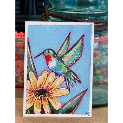 Hummingbird 2 aceo art card thumbnail 1