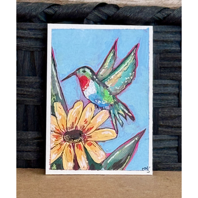 Hummingbird 2 aceo art card thumbnail 2