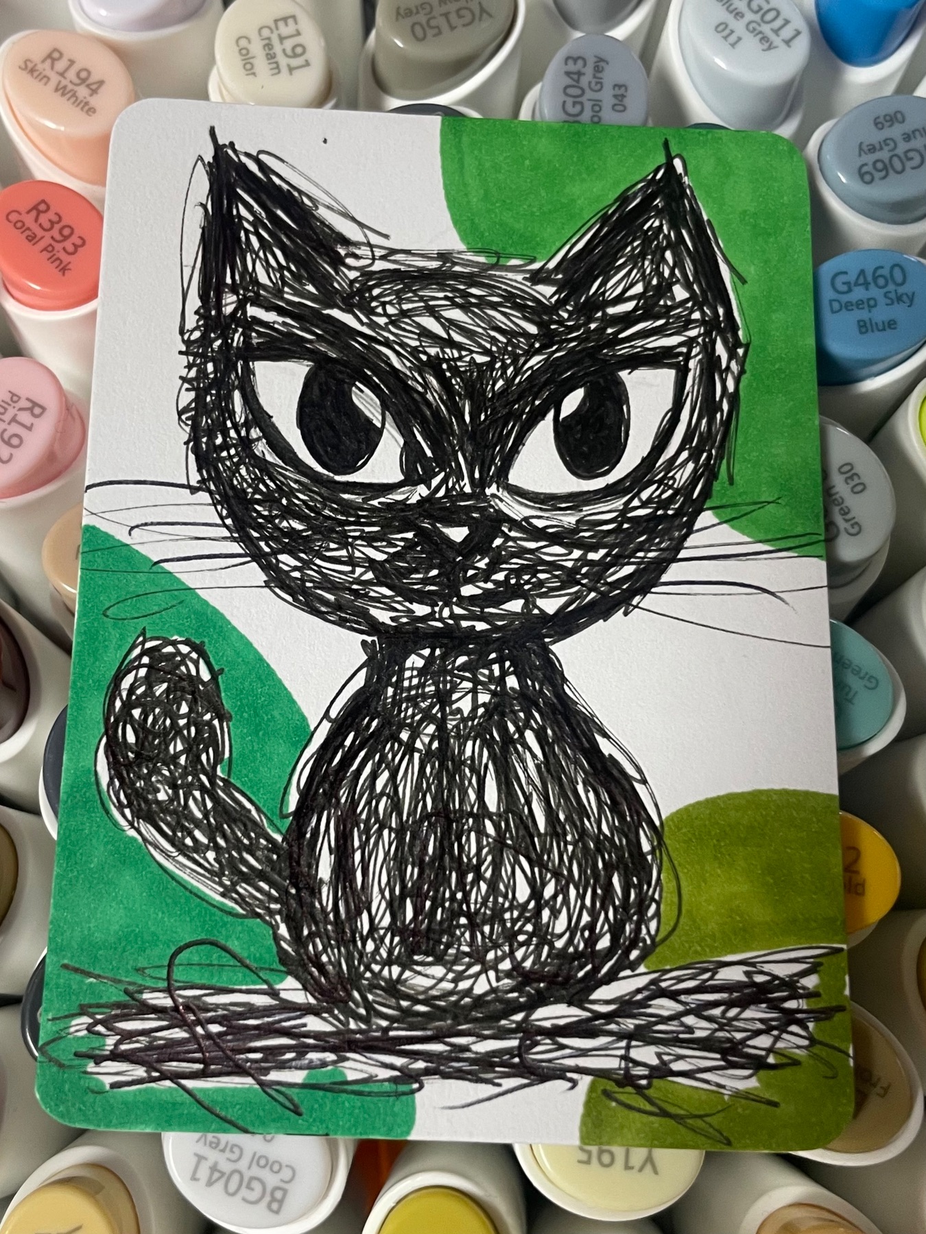 Scribble Cat aceo art card