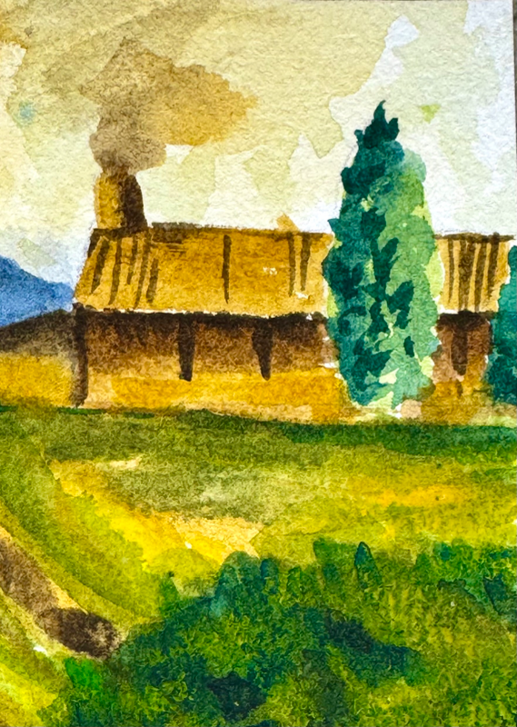 Rustic shack aceo art card