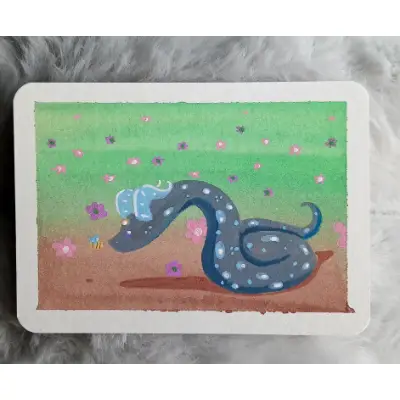 Florals and Honey Bee aceo art card thumbnail 1