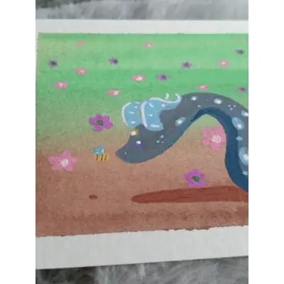 Florals and Honey Bee aceo art card thumbnail 2