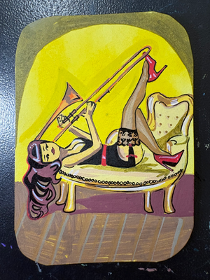 Music in the Night Pinup aceo art card thumbnail 2
